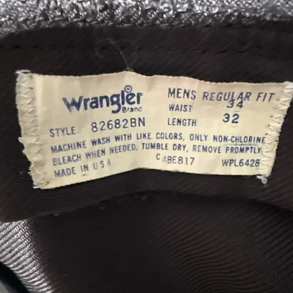 Vintage 70’s Wrangler 82682BN Men’s Regular Fit Wrancher Pant Brown Size 32 X 26
